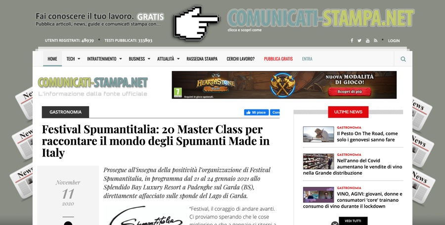 COMUNICATI-STAMPA.NET: 20 Master Class per raccontare il mondo degli Spumanti Made in Italy