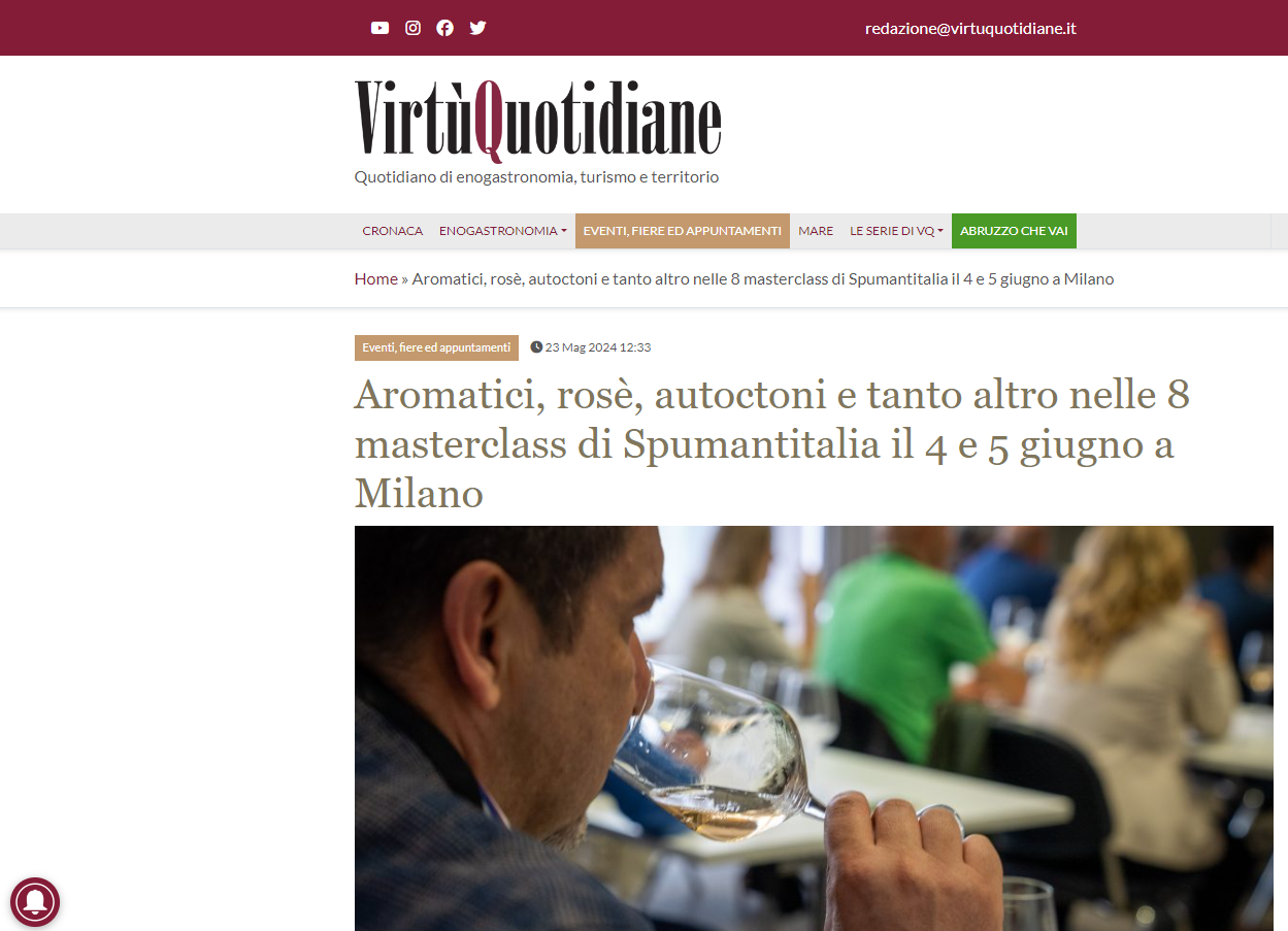 Aromatici, rosè, autoctoni e tanto altro nelle 8 masterclass di Spumantitalia il 4 e 5 giugno a Milano